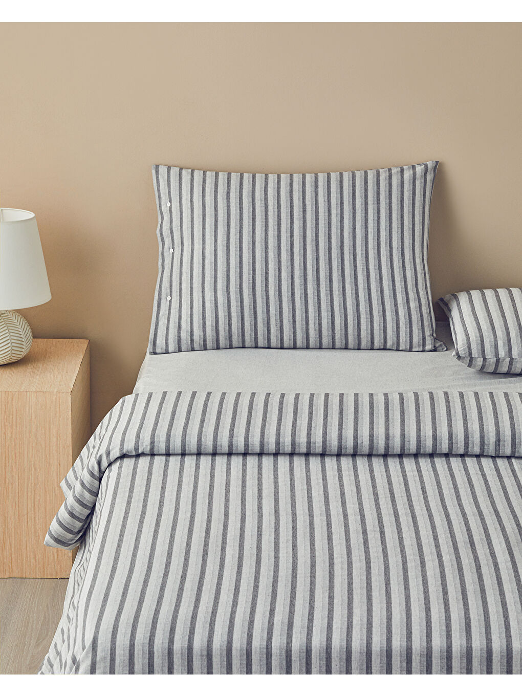 Elite Lines İpliği Boyalı King Size Nevresim Takımı Gri-1