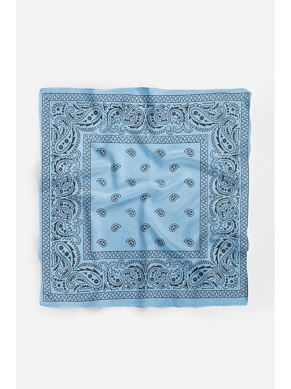 Mavi Şal Desenli Kare Pamuk Bandana Fular