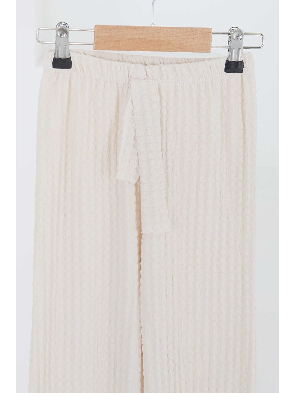 Bej Kız Çocuk Taş Beli Lastikli Pantolon - 27447-1