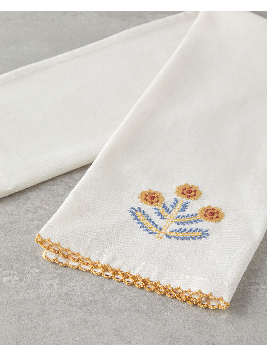 Retro Revival Pamuk Kurulama Bezi Krem - Mavi-2