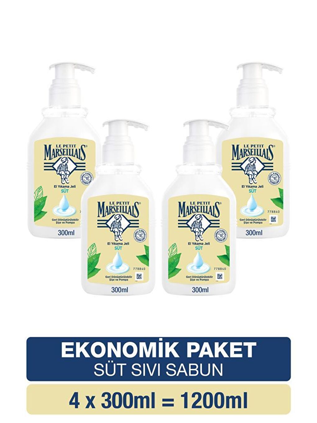 Le Petit Marseillais Renksiz Nemlendirici Sıvı Sabun Süt 300 ml x4 Ekonomik Paket