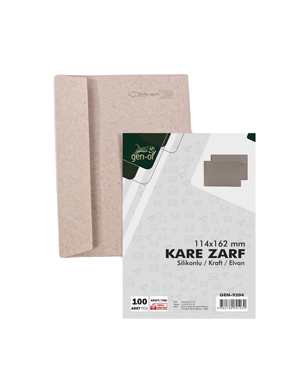 Kraft Kare Mektup Zarfı 114x162 mm 70 Gr Silikonlu 100 lü