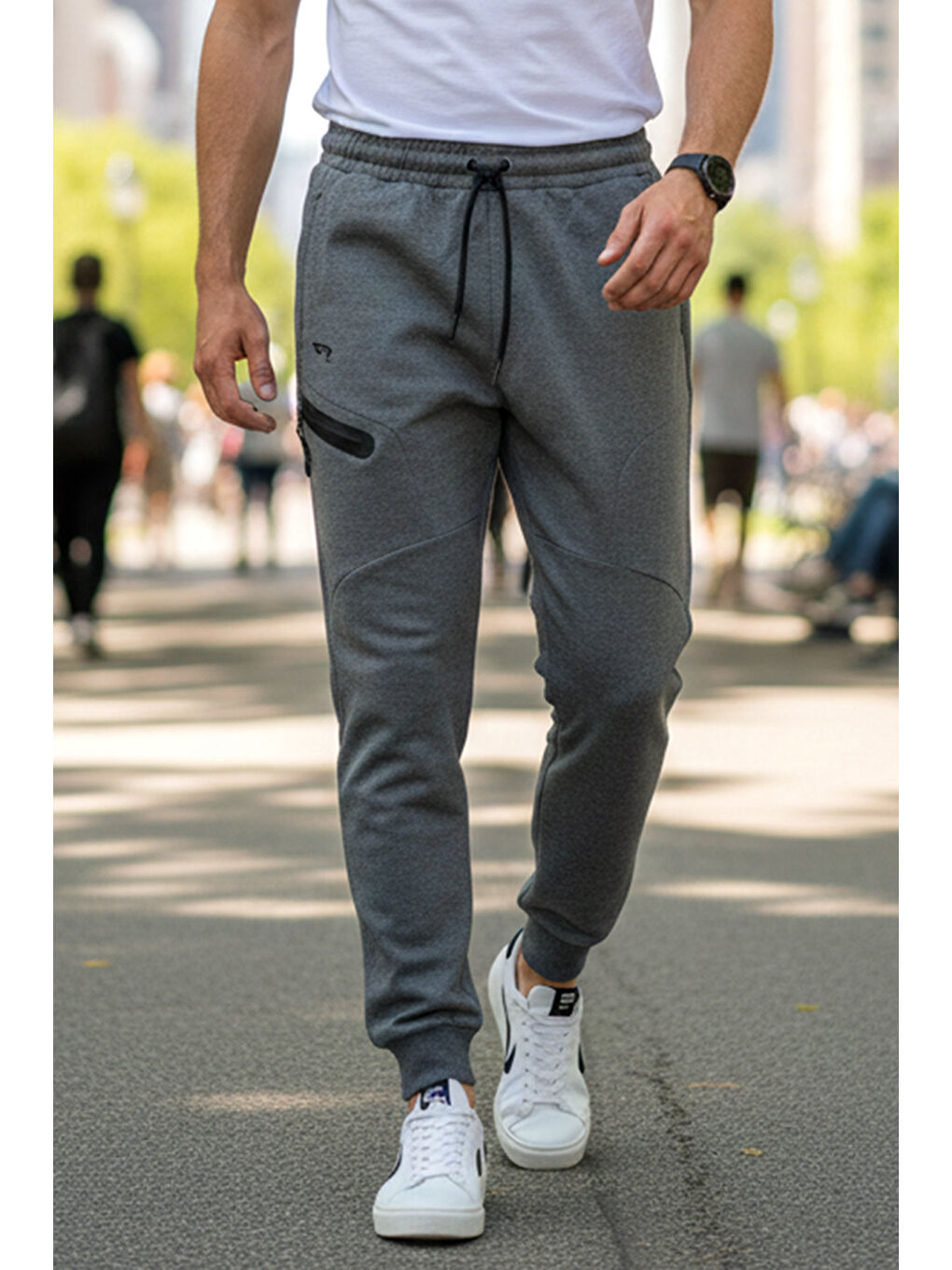 Paçası Beli Lastikli 3 Cepli Erkek Eşofman Altı 7077 Antrasit-3