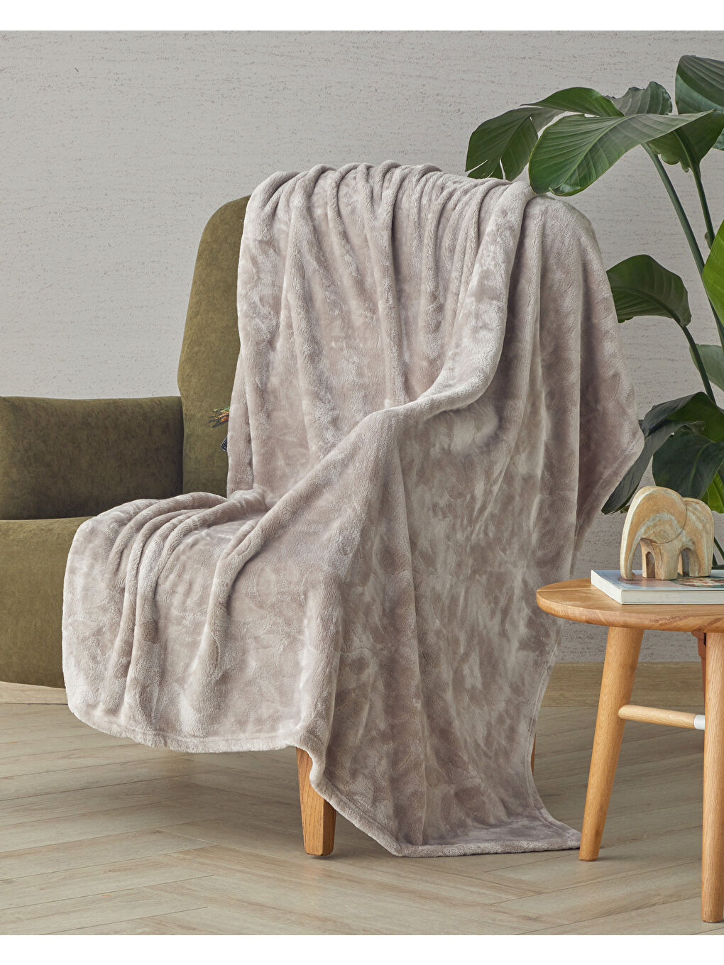 Ramona Jakarlı Supersoft Tv Battaniye 120x160 cm Bej-1