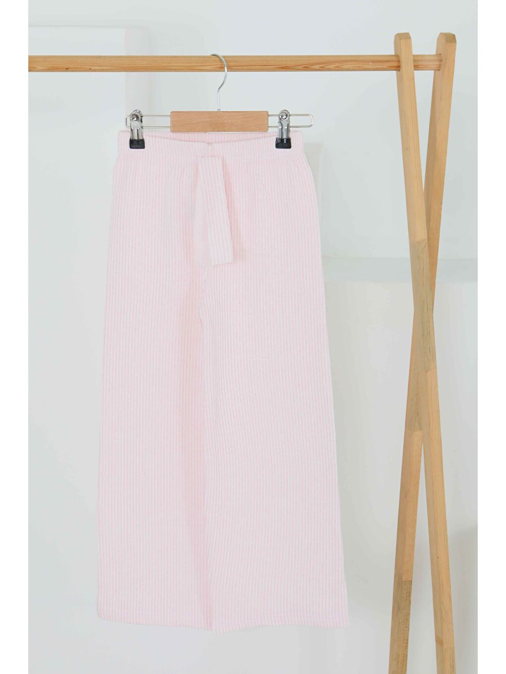 Kız Çocuk Pembe Çizgili Beli Lastikli Pantolon - 27448