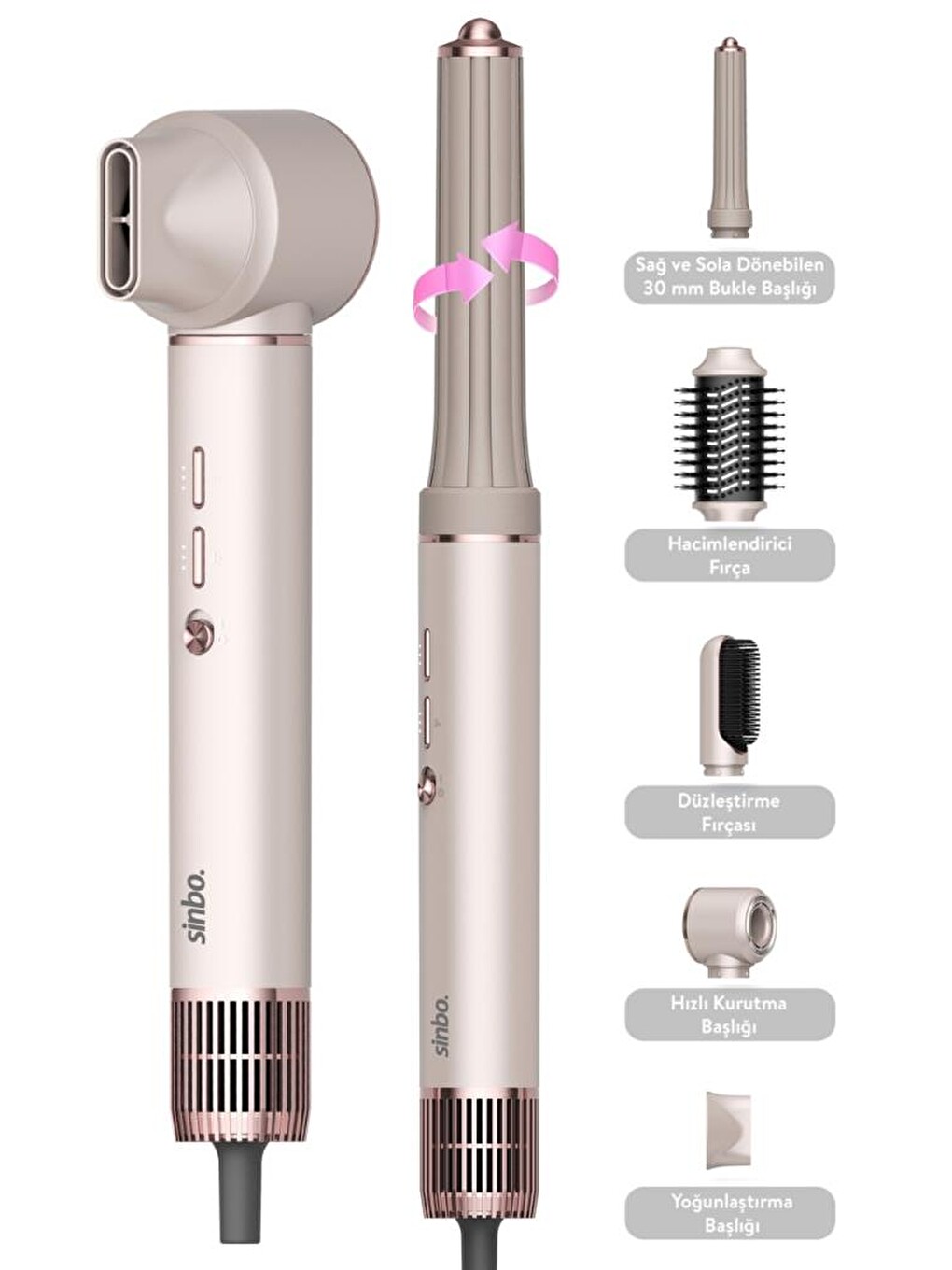 Pro Compact Uzun Multi-styler Hava Üfleme Şekillendirici Full Seti 5in1 Saç Şekillendirici Shd