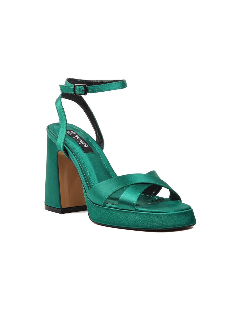 Yeşil Saten Kadın Abiye Ayakkabı 23101322Y