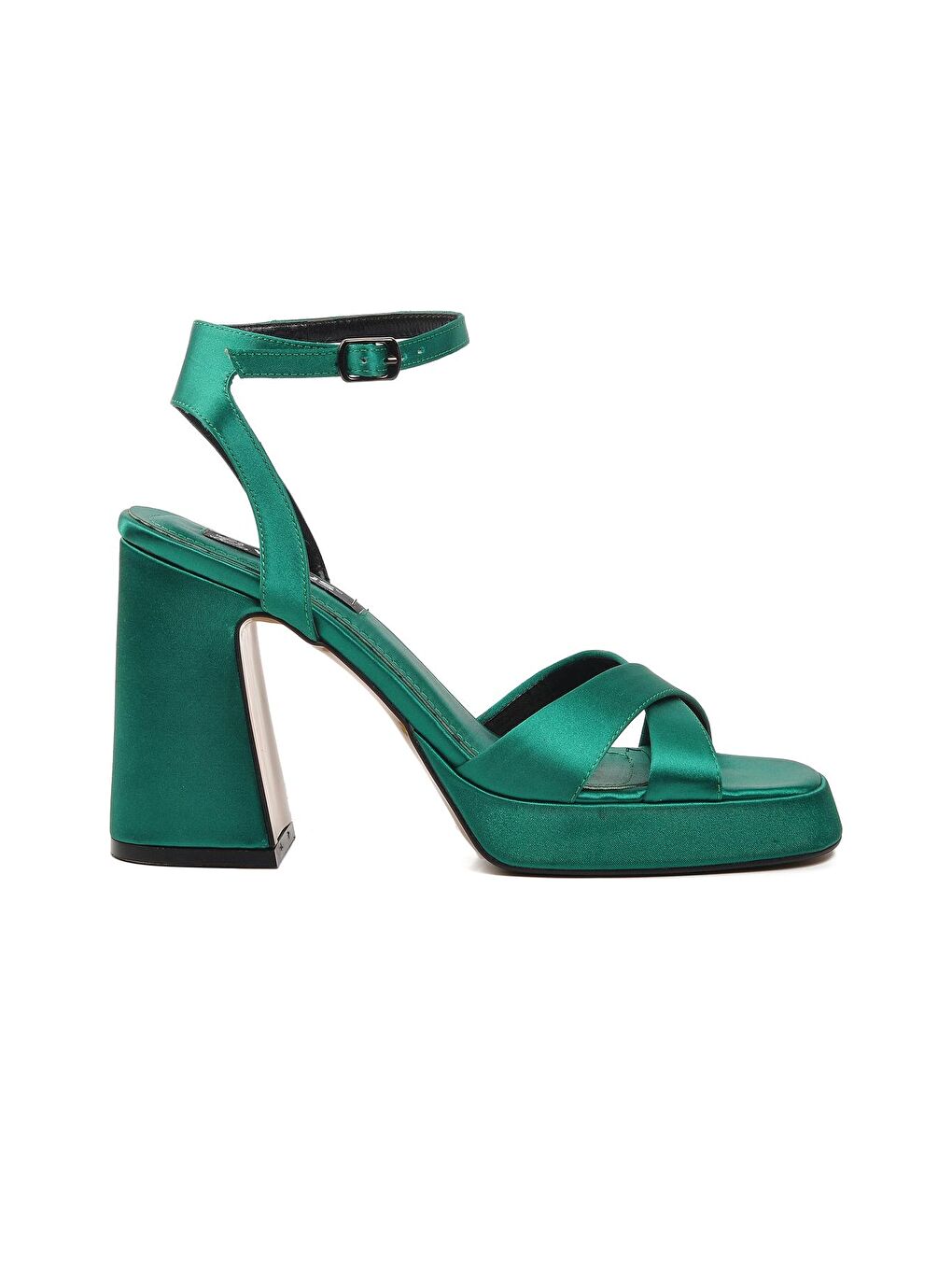 Yeşil Saten Kadın Abiye Ayakkabı 23101322Y-1