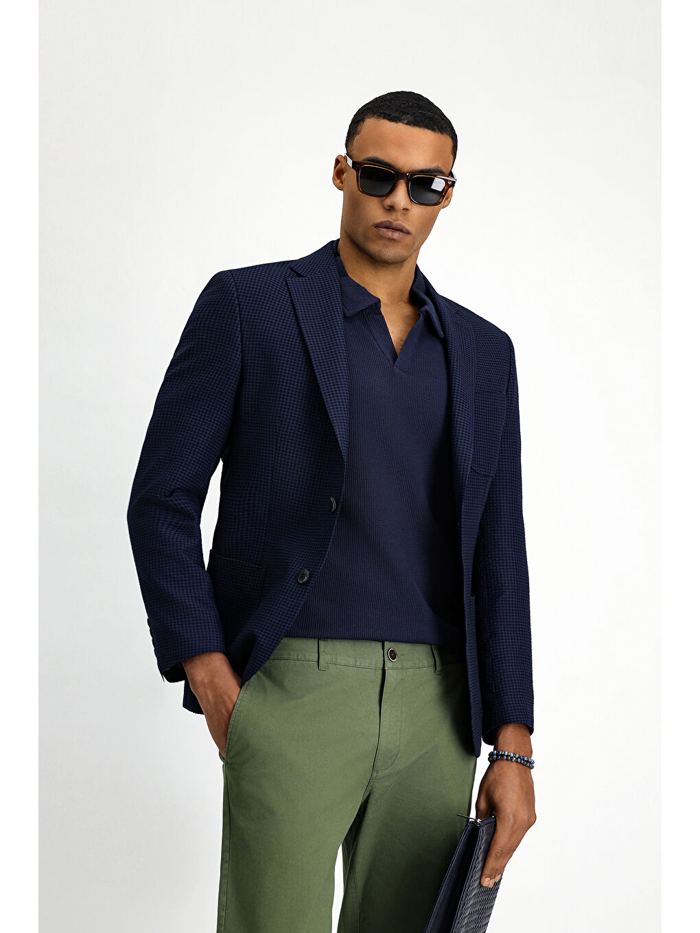 Lacivert Techno-Line Slim Fit Dar Kesim Elastanlı Ceket