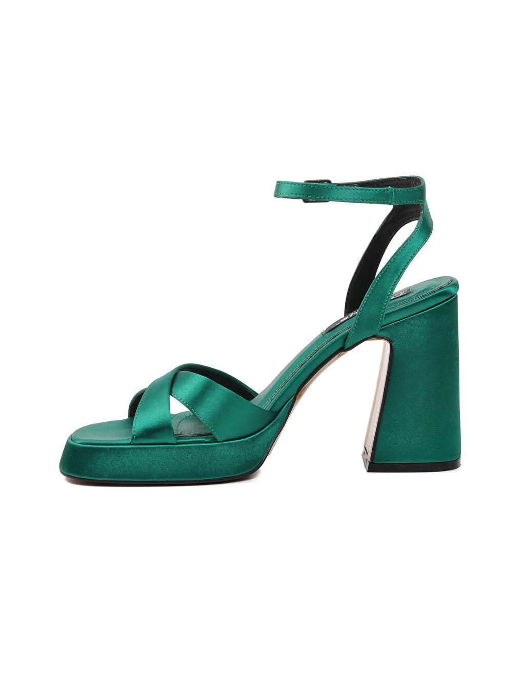 Yeşil Saten Kadın Abiye Ayakkabı 23101322Y-2