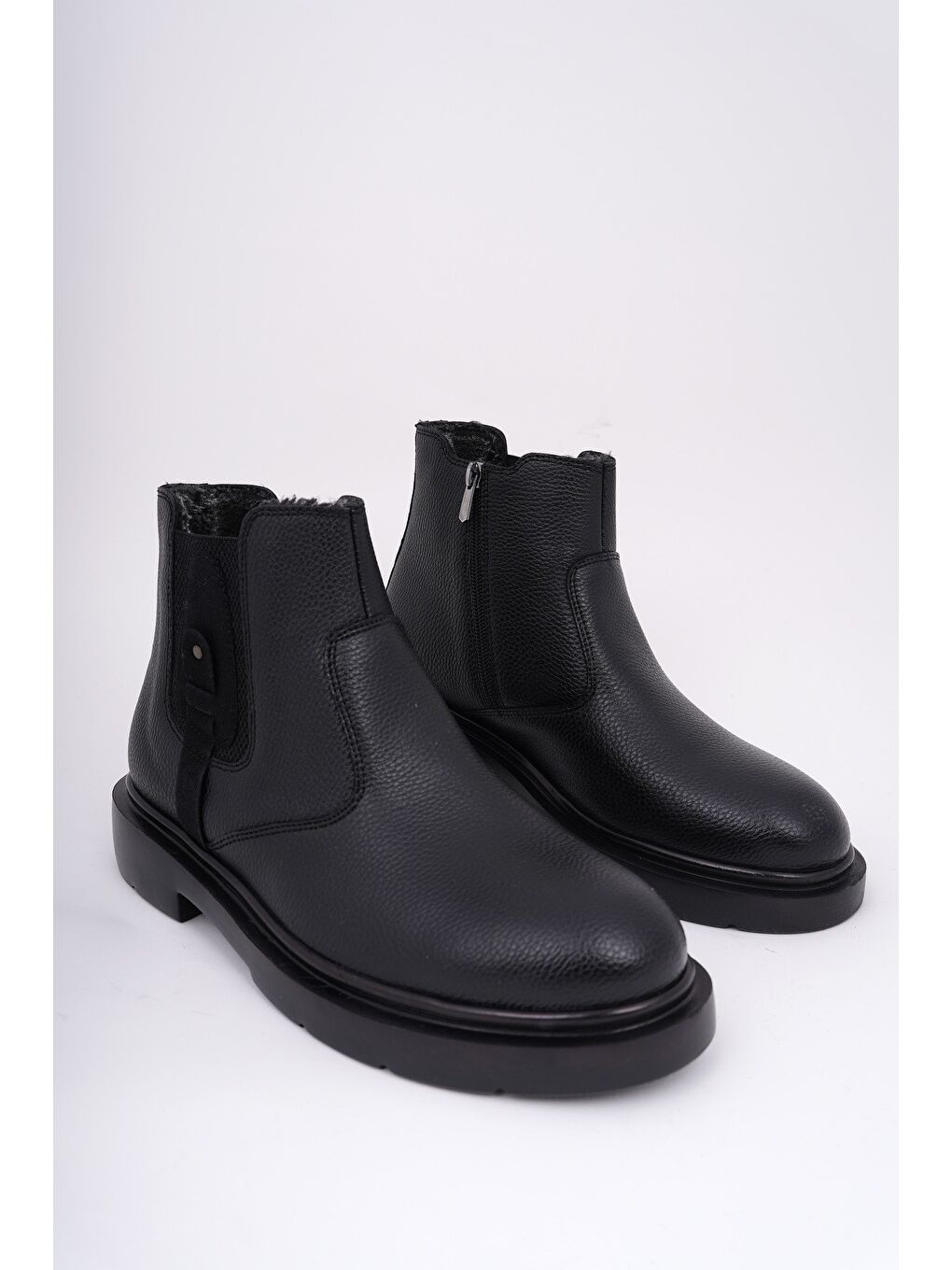 Siyah GERALT Fermuarlı İçi Kürklü Erkek Kışlık Bot-1