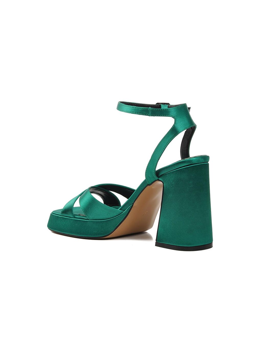 Yeşil Saten Kadın Abiye Ayakkabı 23101322Y-3