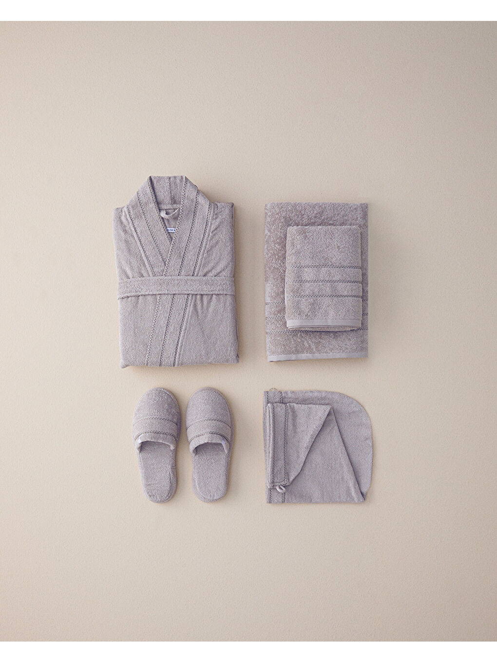 Soft %100 Pamuklu Bornoz Koyu Bej-1