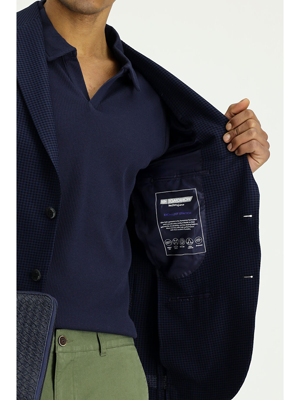 Lacivert Techno-Line Slim Fit Dar Kesim Elastanlı Ceket-5