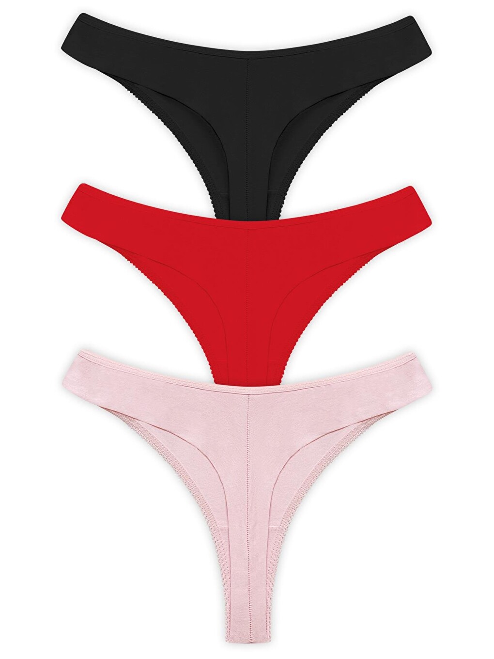 Karışık Basic Pamuklu Kadın Tanga 3'lü Paket Külot - 5