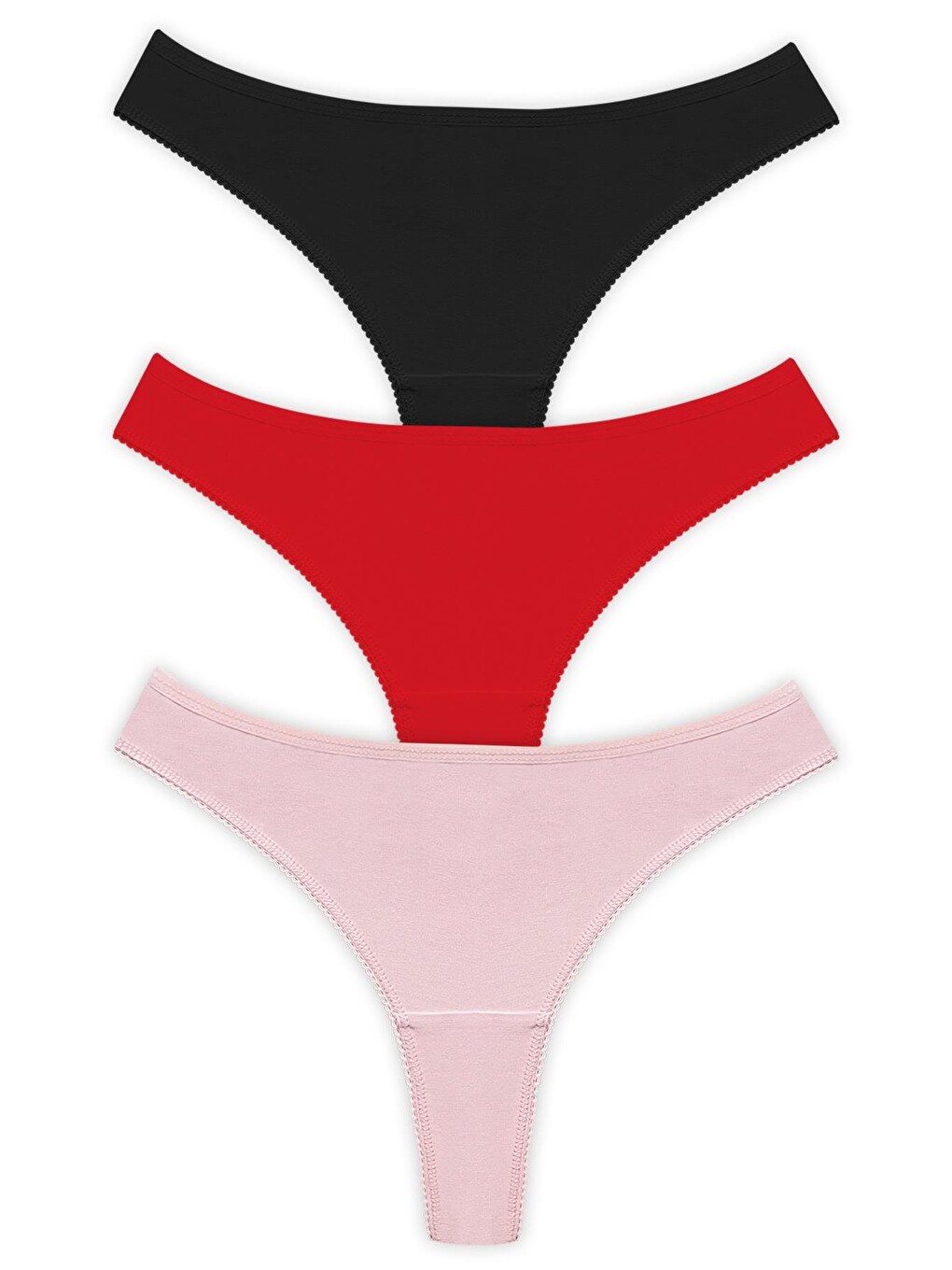 Karışık Basic Pamuklu Kadın Tanga 3'lü Paket Külot - 5-1