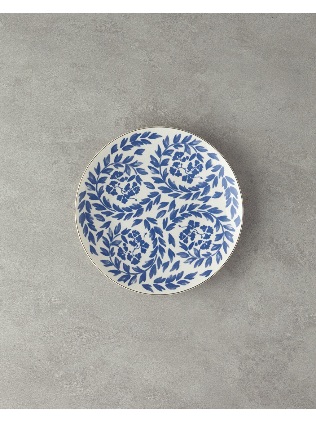 Carnival Floral Bone Porselen Servis Tabağı 25 cm Lacivert-Beyaz