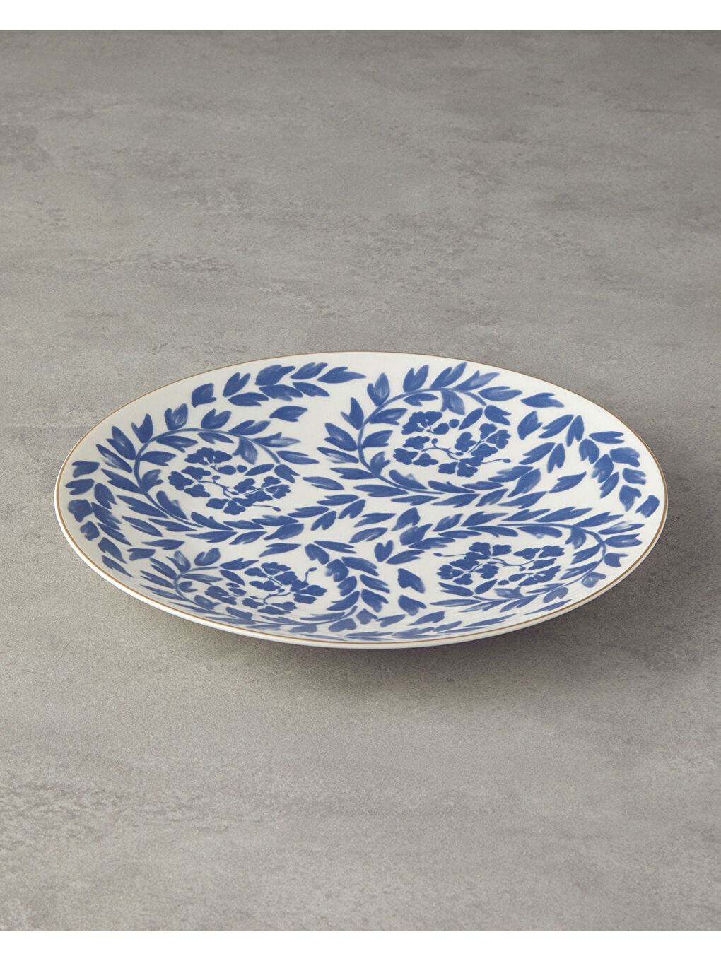 Carnival Floral Bone Porselen Servis Tabağı 25 cm Lacivert-Beyaz-1