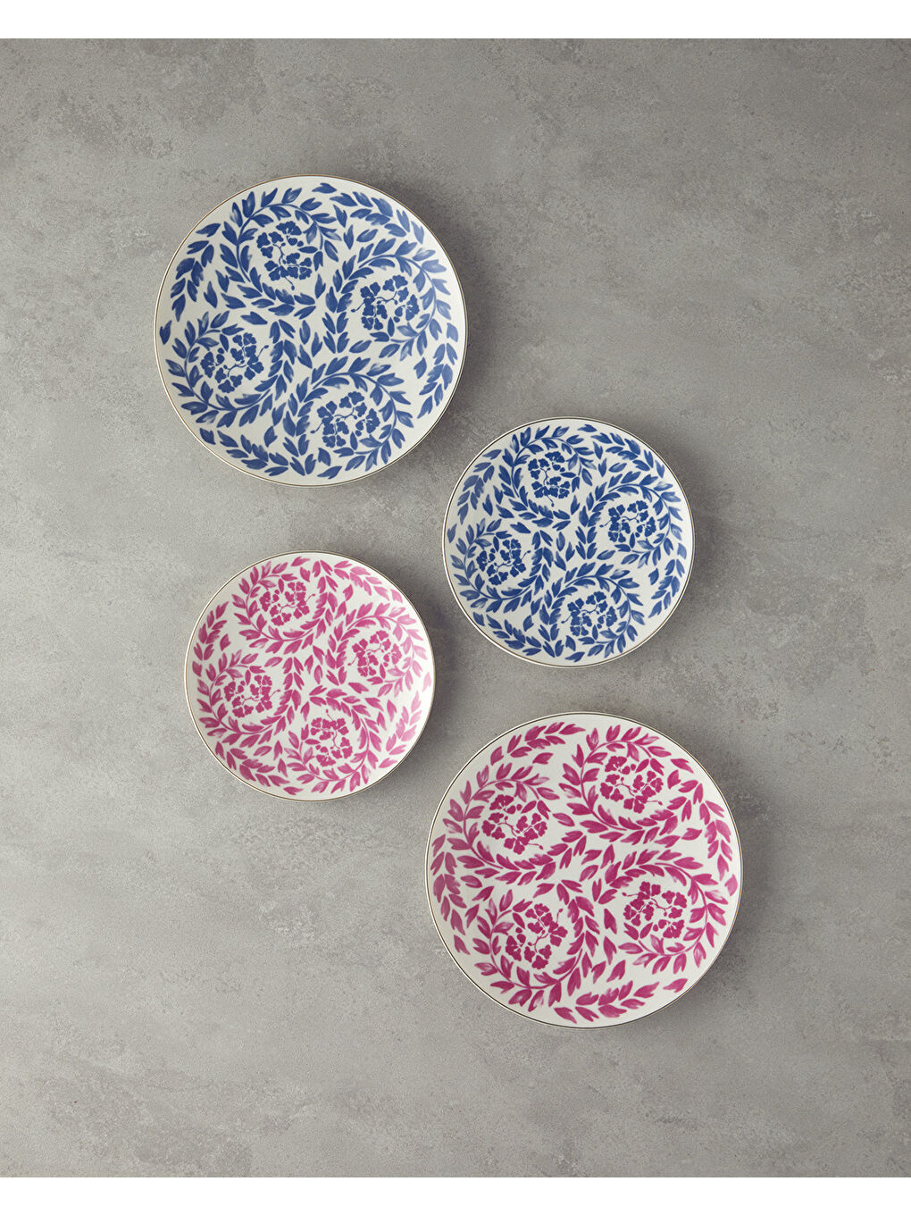 Carnival Floral Bone Porselen Servis Tabağı 25 cm Lacivert-Beyaz-3