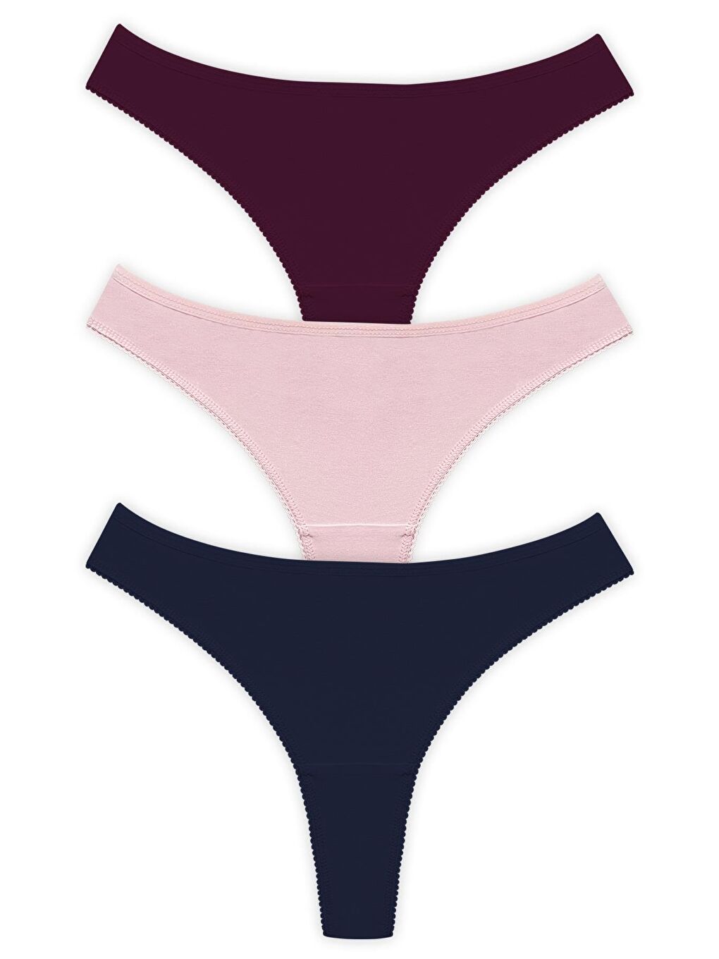 Karışık Basic Pamuklu Kadın Tanga 3'Lü Paket Külot - 2-1