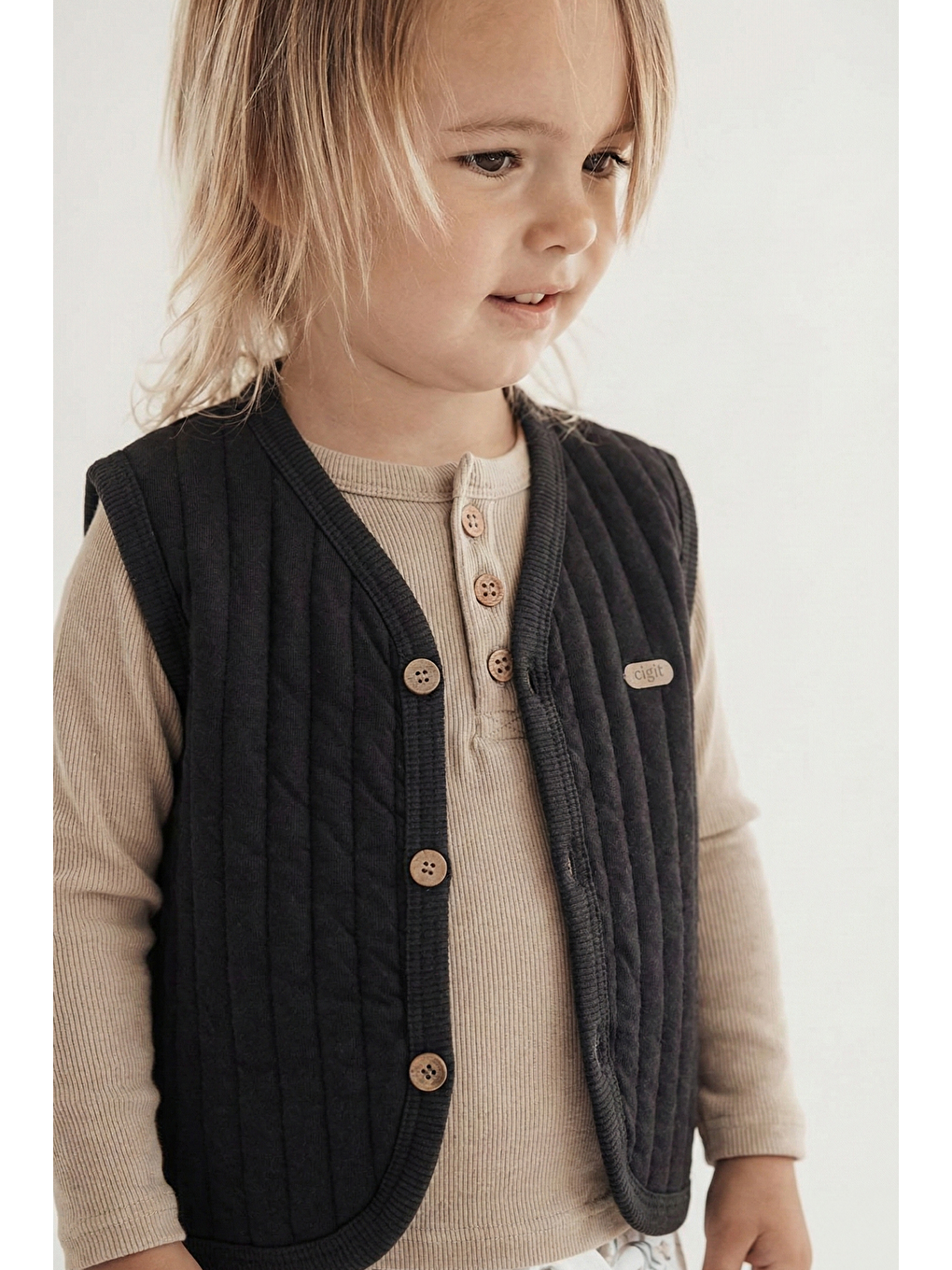 Kapitone Yelek 0-6 Yaş Antrasit