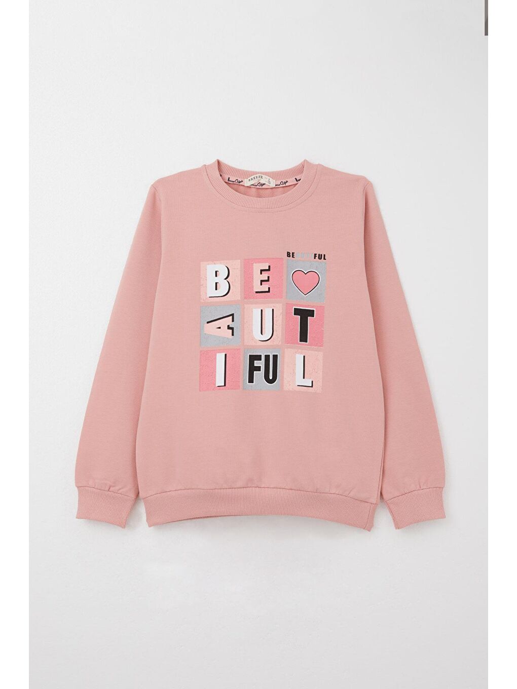 Pembe Kız Çocuk Eşofman Takım Renkli Yazı Baskılı Gülkurusu (9 Yaş)-1