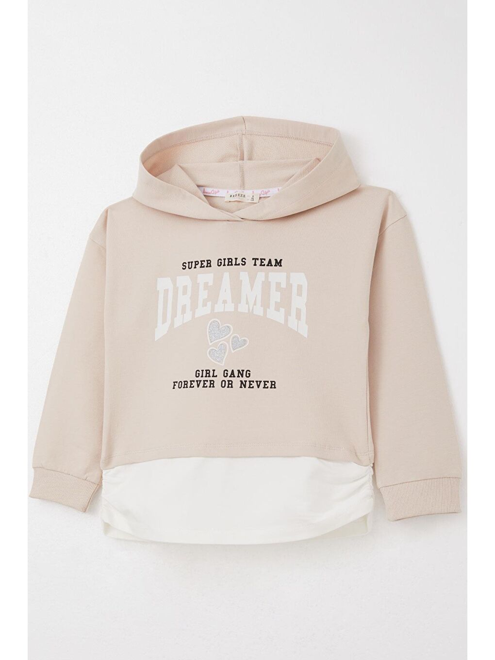 Kız Çocuk Pantolonlu Takım Yazı Baskılı Kapüşonlu Bej (8 Yaş)-5