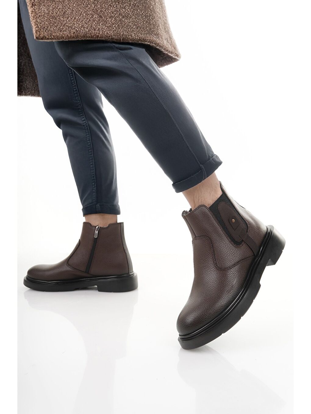 Kahverengi GERALT Fermuarlı İçi Kürklü Erkek Kışlık Bot-3