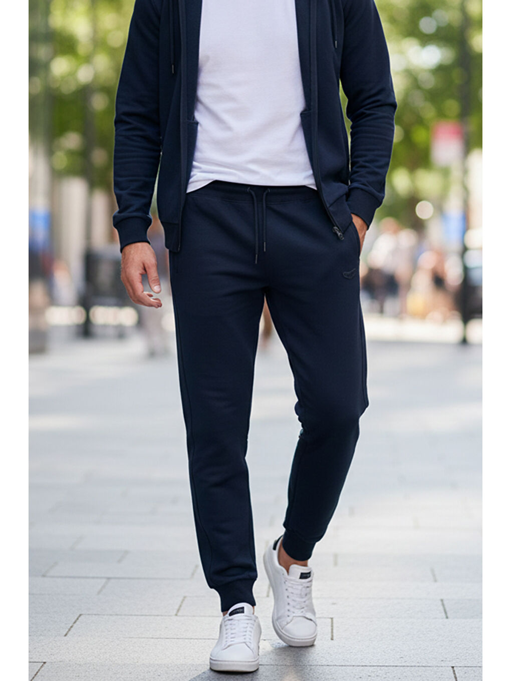 Erkek Paçası ve Beli Lastikli Eşofman Altı 25707 Lacivert-3