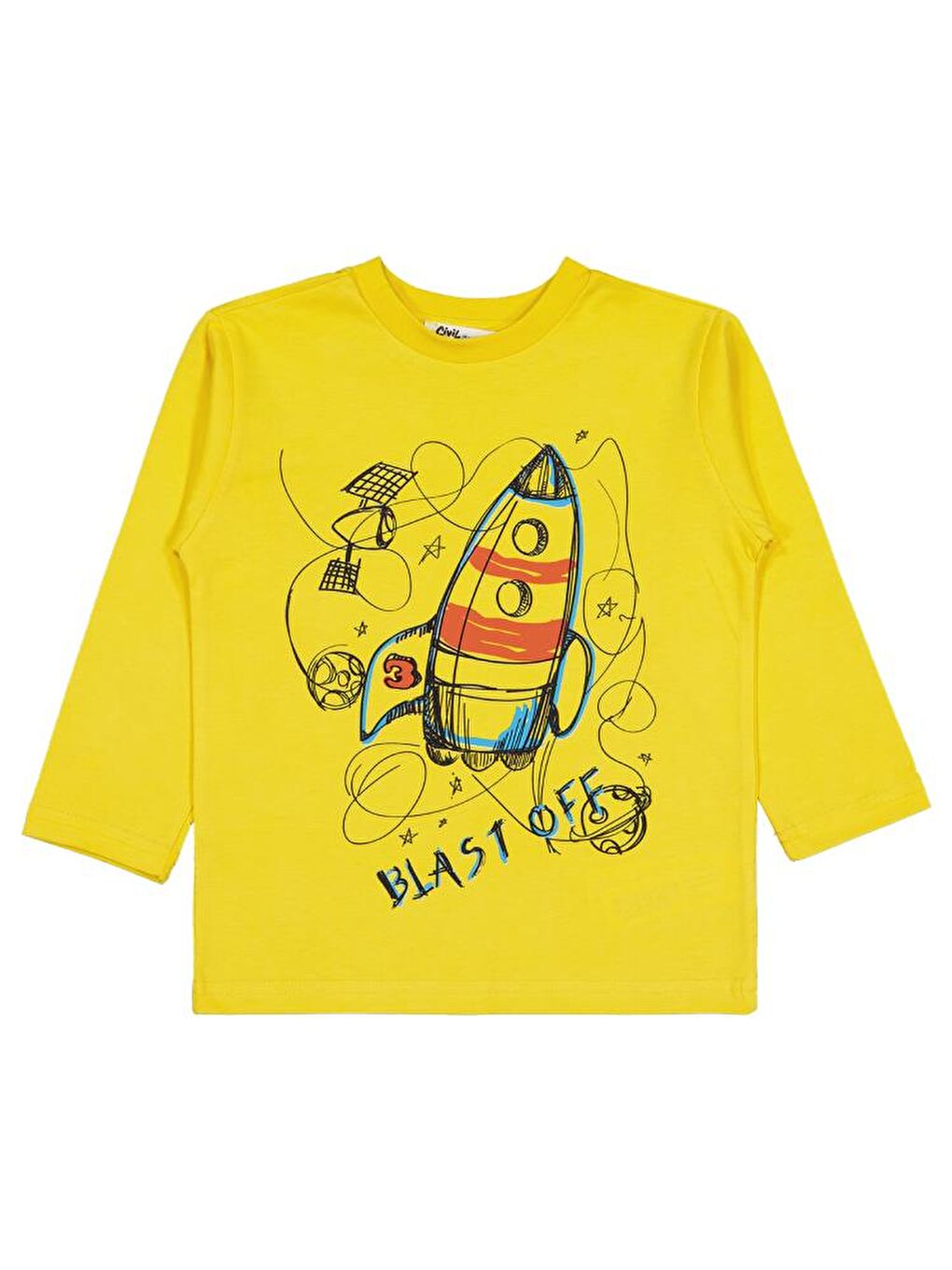 Boys Blast Off Baskılı 2-5 Yaş Sweatshirt - Sarı 4-5 Yaş