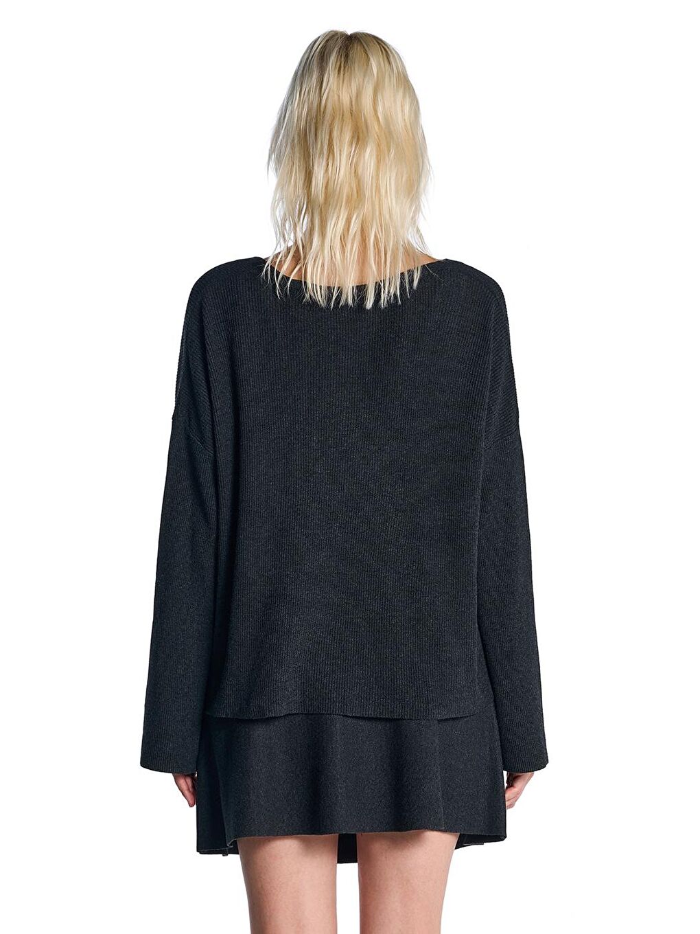 Antrasit Önden Bağcıklı Triko Hırka-3