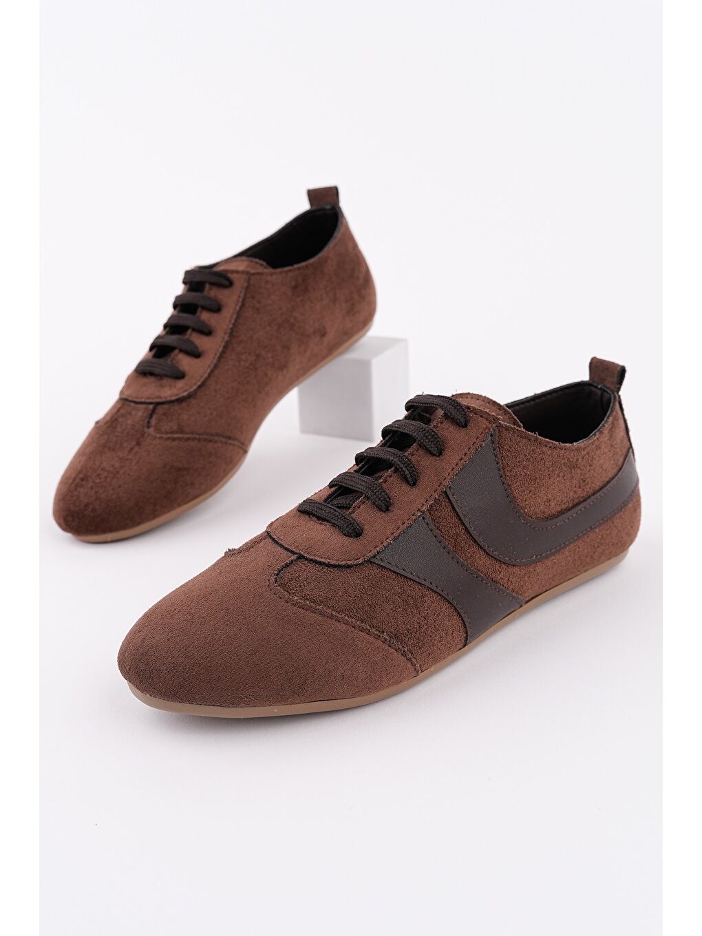 Kahverengi VİBE Bağcıklı Günlük Kadın Sneaker Spor Ayakkabı