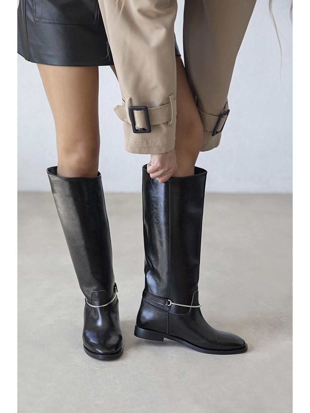 Lena Kadın  Aksesuar Detay  Deri  Çizme Siyah-2