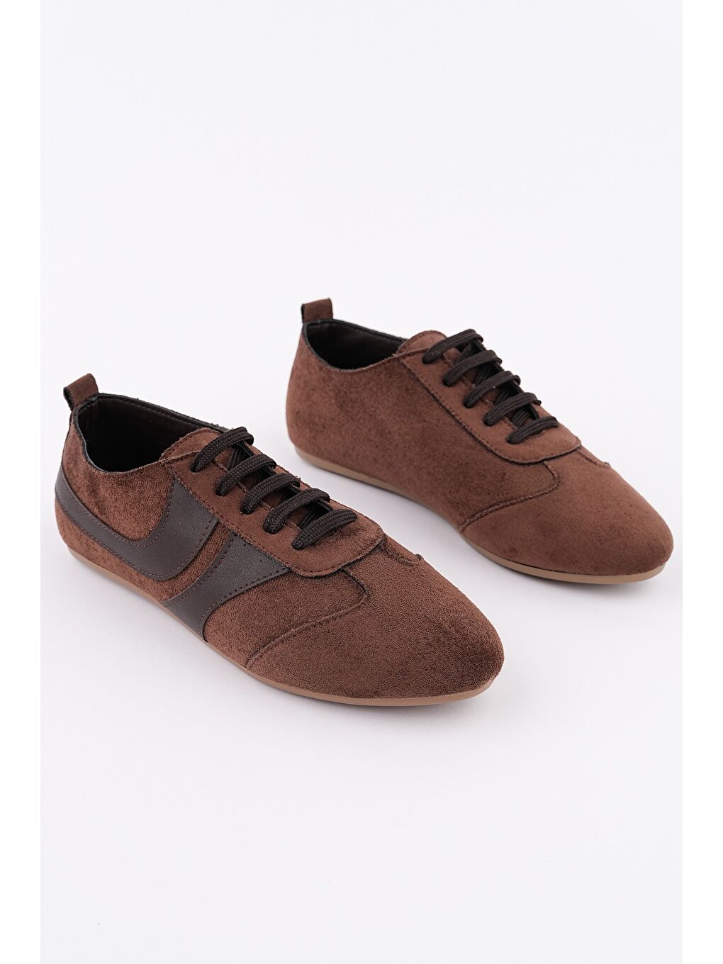 Kahverengi VİBE Bağcıklı Günlük Kadın Sneaker Spor Ayakkabı-2