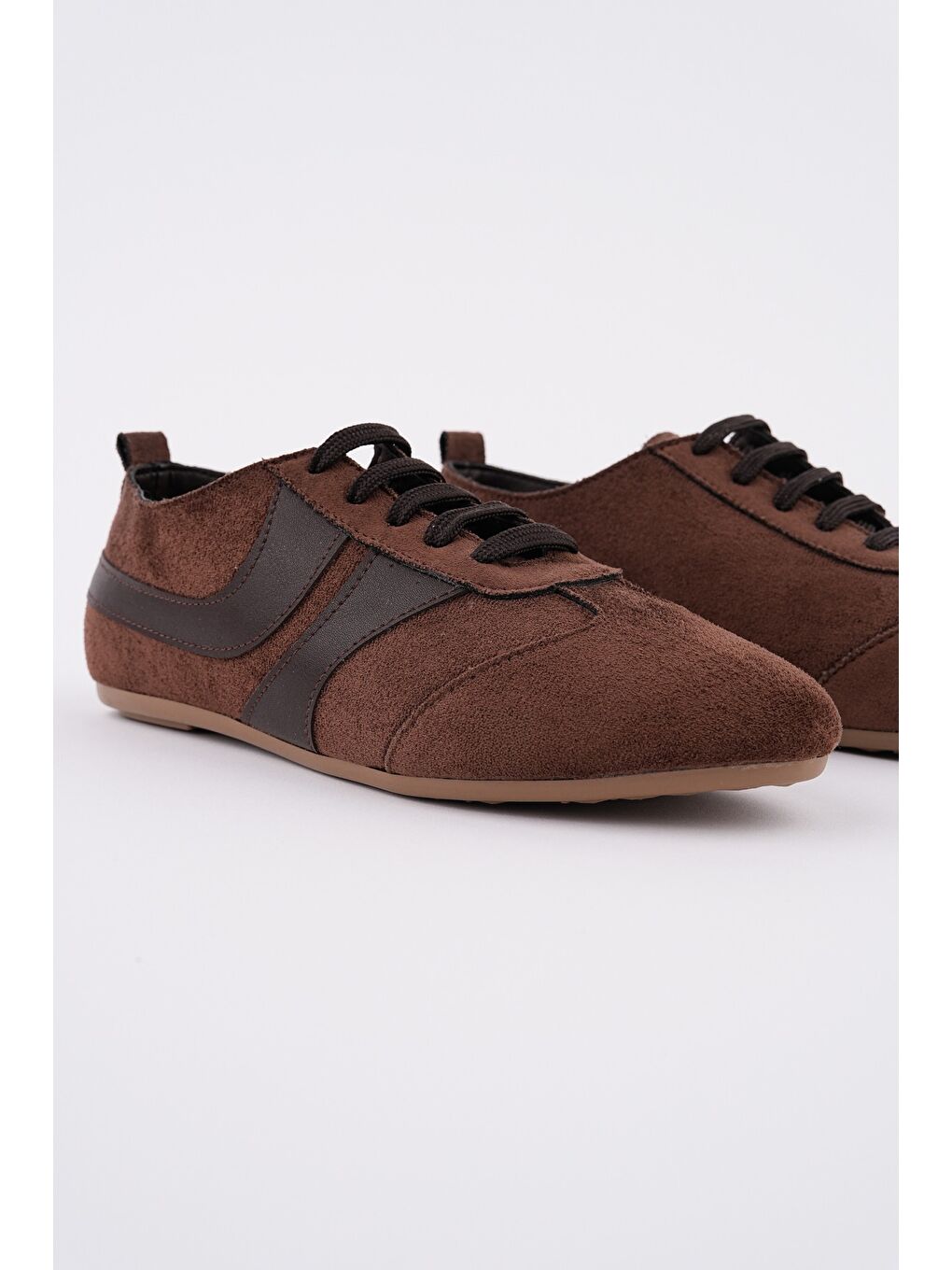 Kahverengi VİBE Bağcıklı Günlük Kadın Sneaker Spor Ayakkabı-3