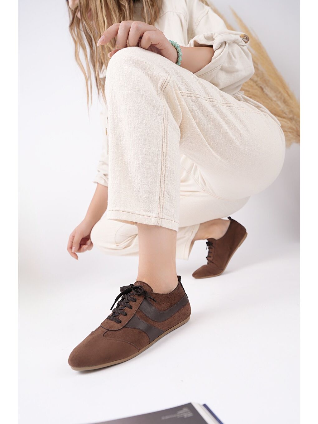 Kahverengi VİBE Bağcıklı Günlük Kadın Sneaker Spor Ayakkabı-4