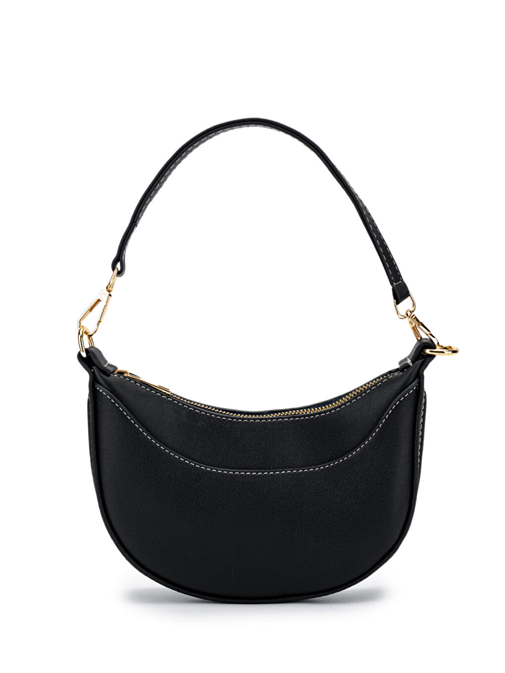 Suni Deri Yarım Ay Kadın Çapraz Çanta Lance Siyah