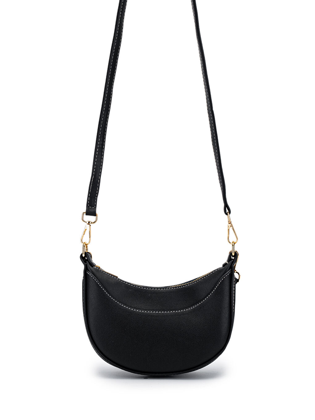 Suni Deri Yarım Ay Kadın Çapraz Çanta Lance Siyah-1