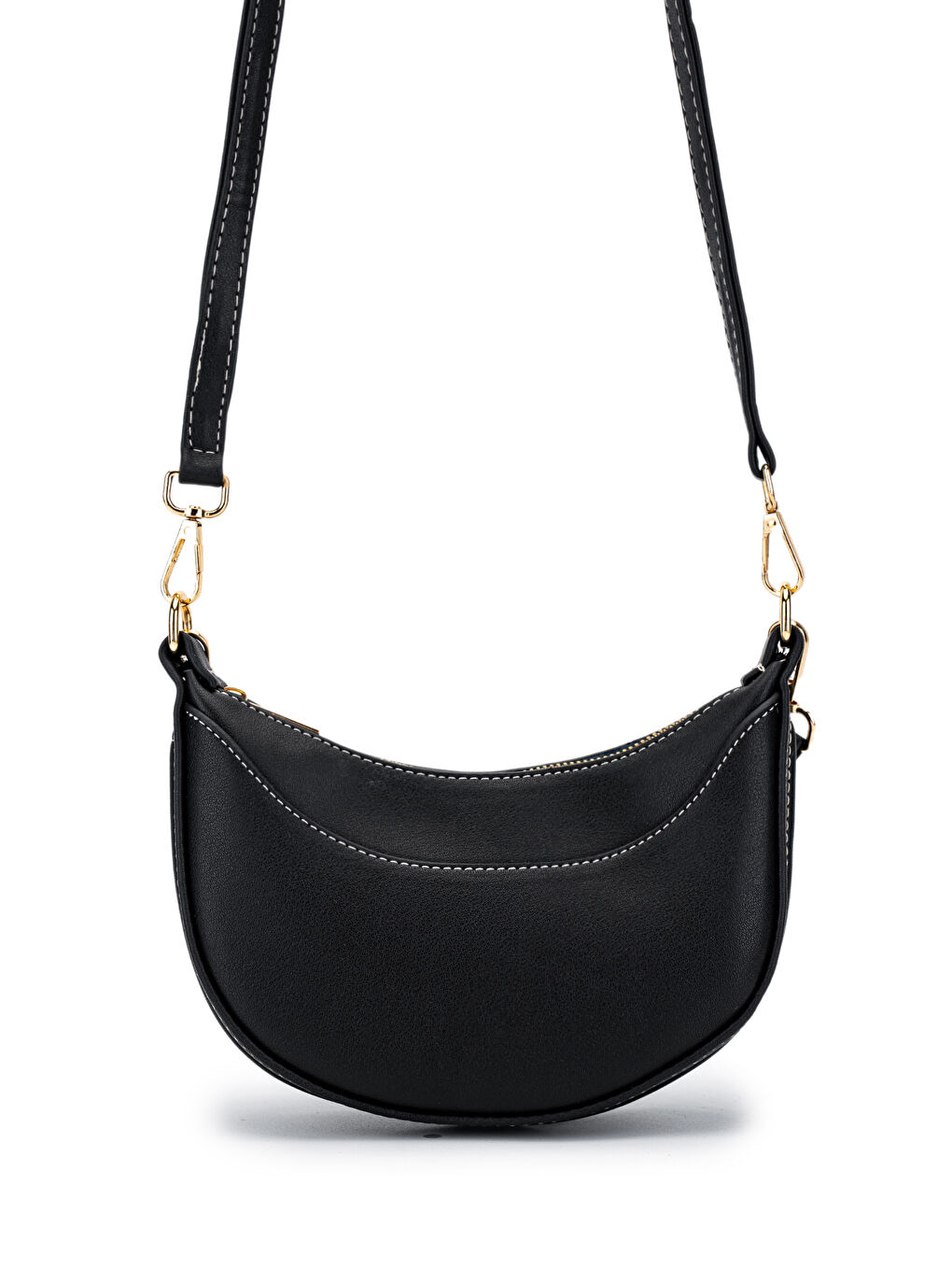 Suni Deri Yarım Ay Kadın Çapraz Çanta Lance Siyah-2