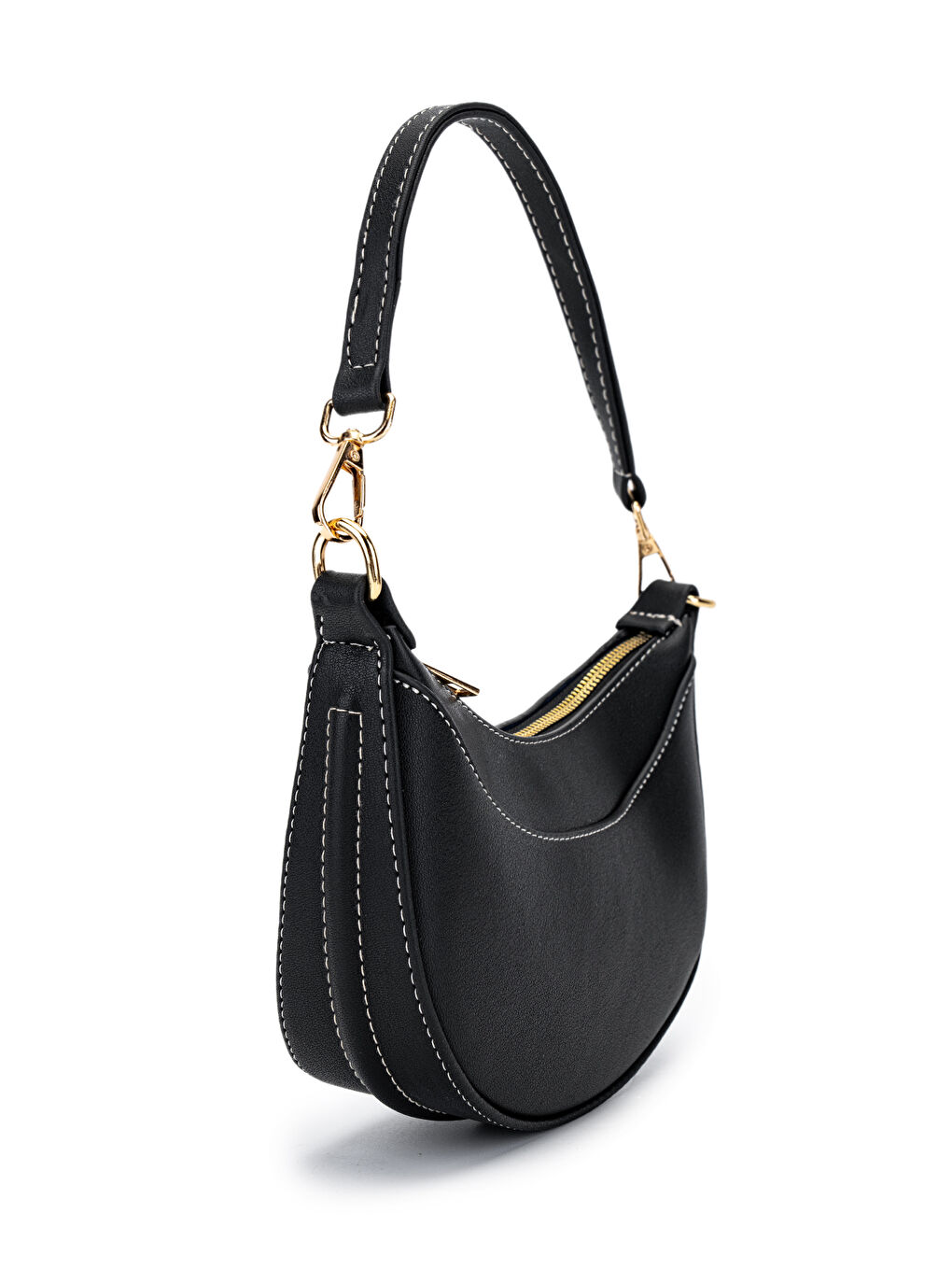 Suni Deri Yarım Ay Kadın Çapraz Çanta Lance Siyah-3