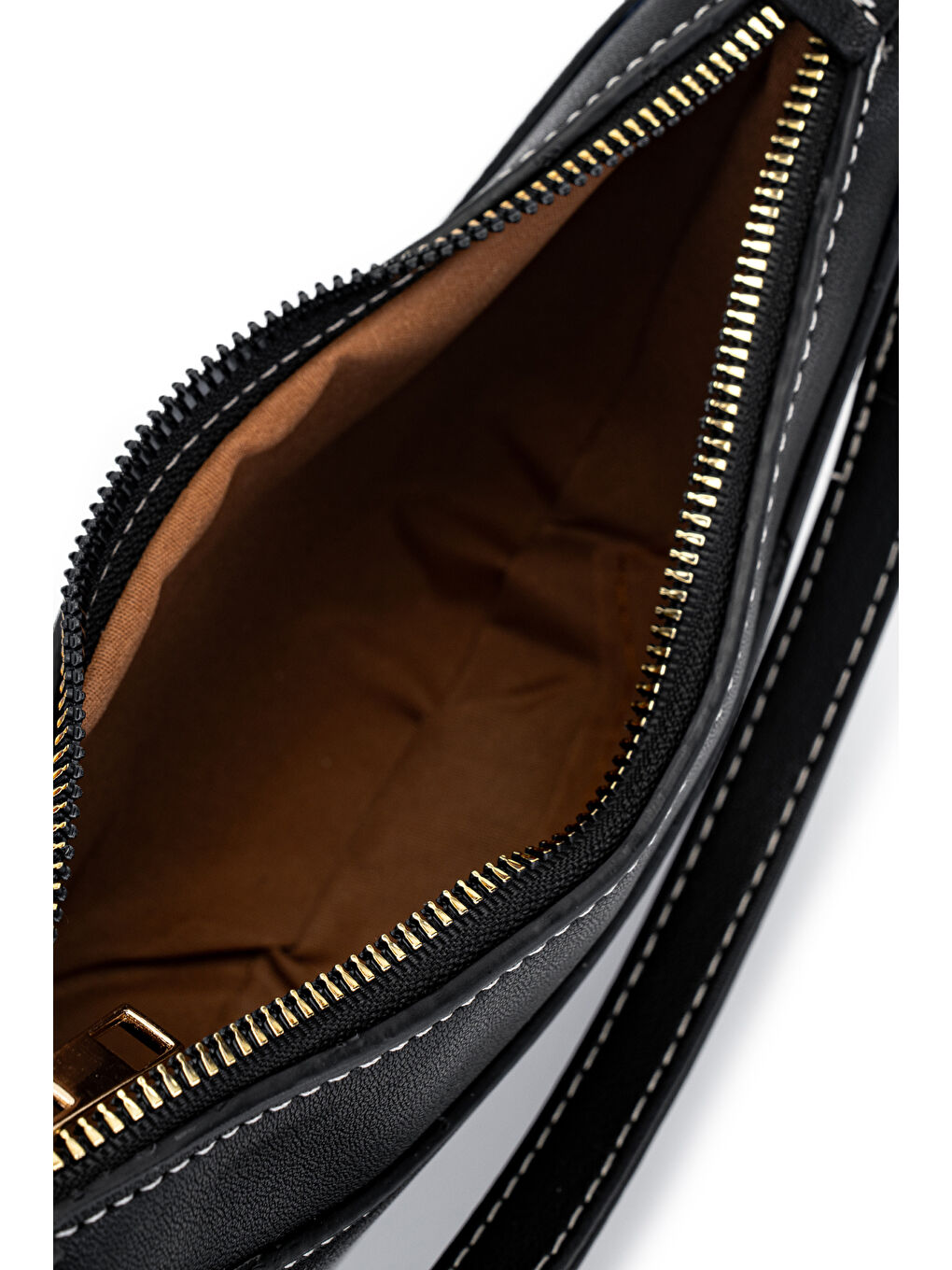 Suni Deri Yarım Ay Kadın Çapraz Çanta Lance Siyah-4