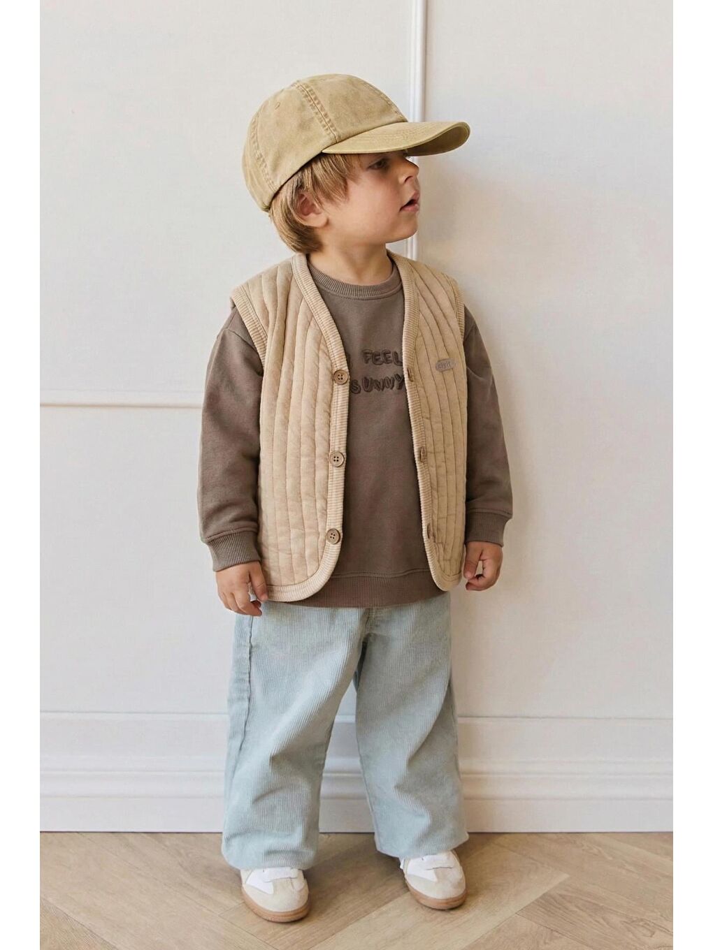 Kapitone Yelek 0-6 Yaş Bej