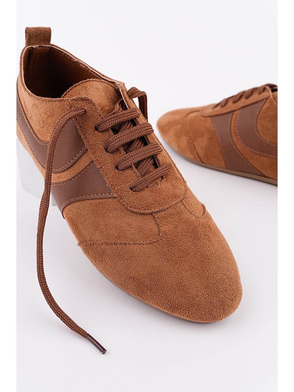 Kahverengi VİBE Bağcıklı Günlük Kadın Sneaker Spor Ayakkabı-1