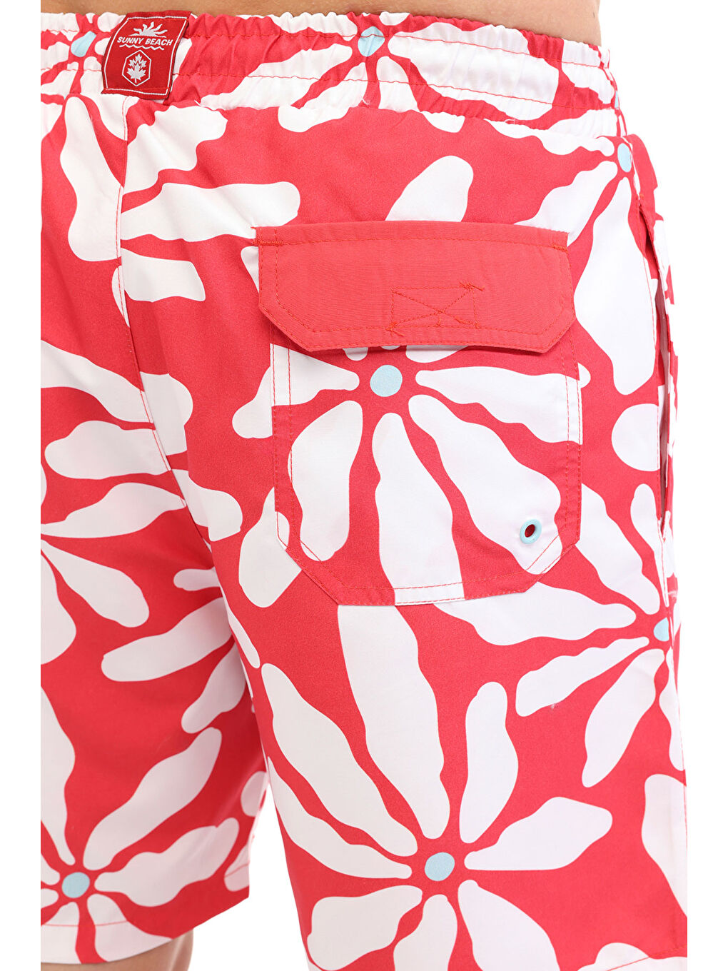 Kırmızı ML EIDON 19HL-08 5FX Nar Çiçeği Erkek Deniz Şortu-3