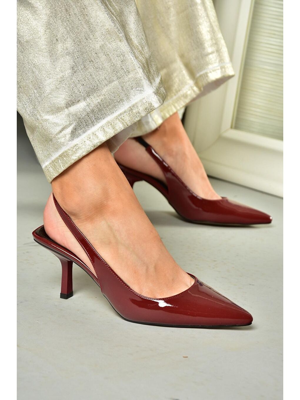 S8208601 Bordo Kadın Topuklu Ayakkabı-4