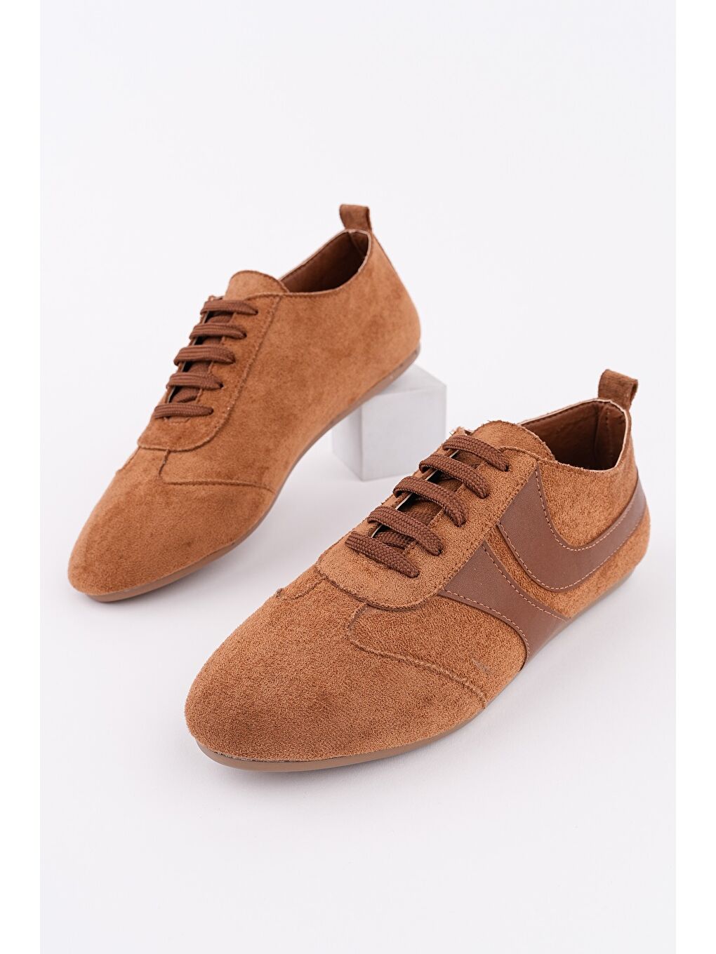 Kahverengi VİBE Bağcıklı Günlük Kadın Sneaker Spor Ayakkabı-3