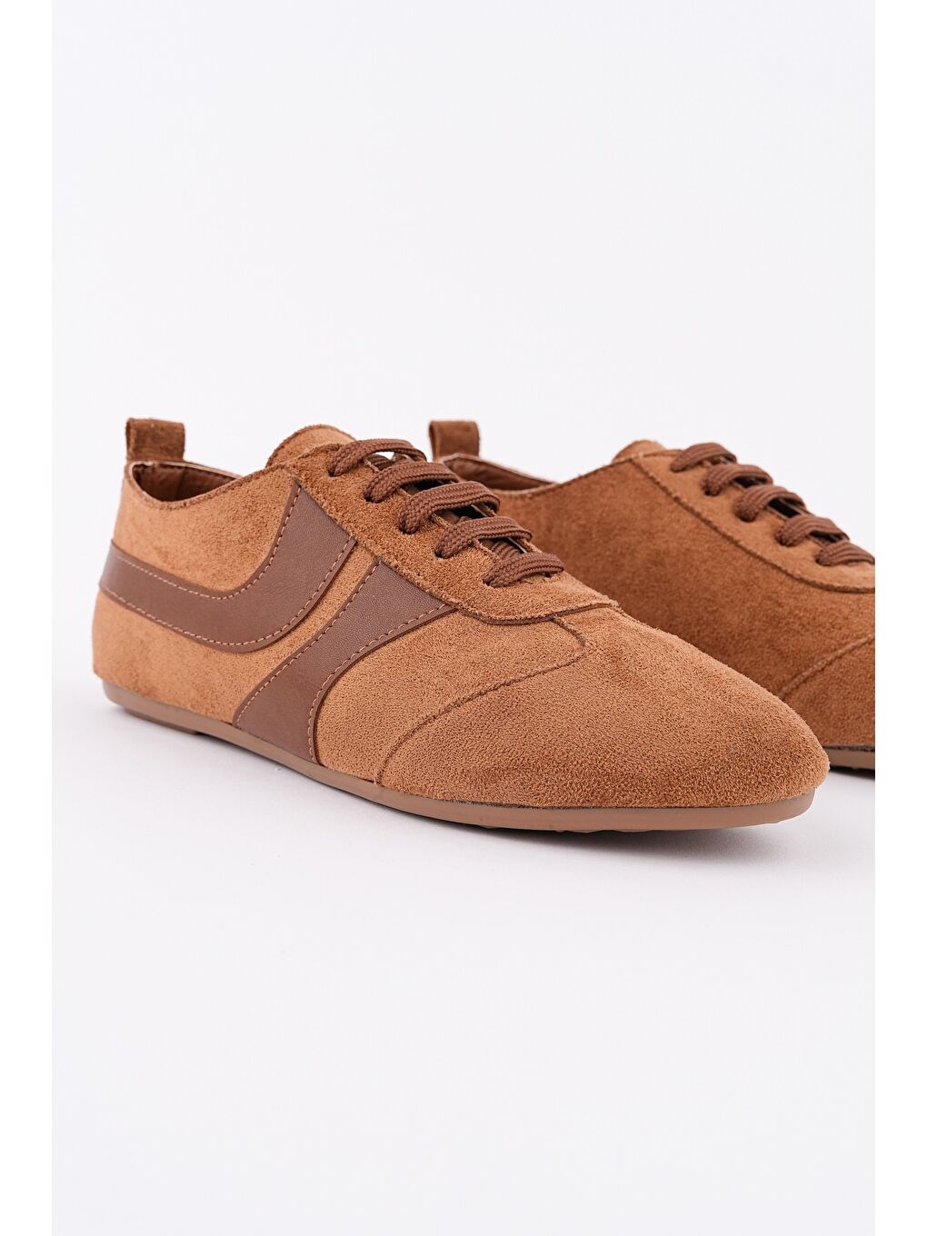 Kahverengi VİBE Bağcıklı Günlük Kadın Sneaker Spor Ayakkabı-4