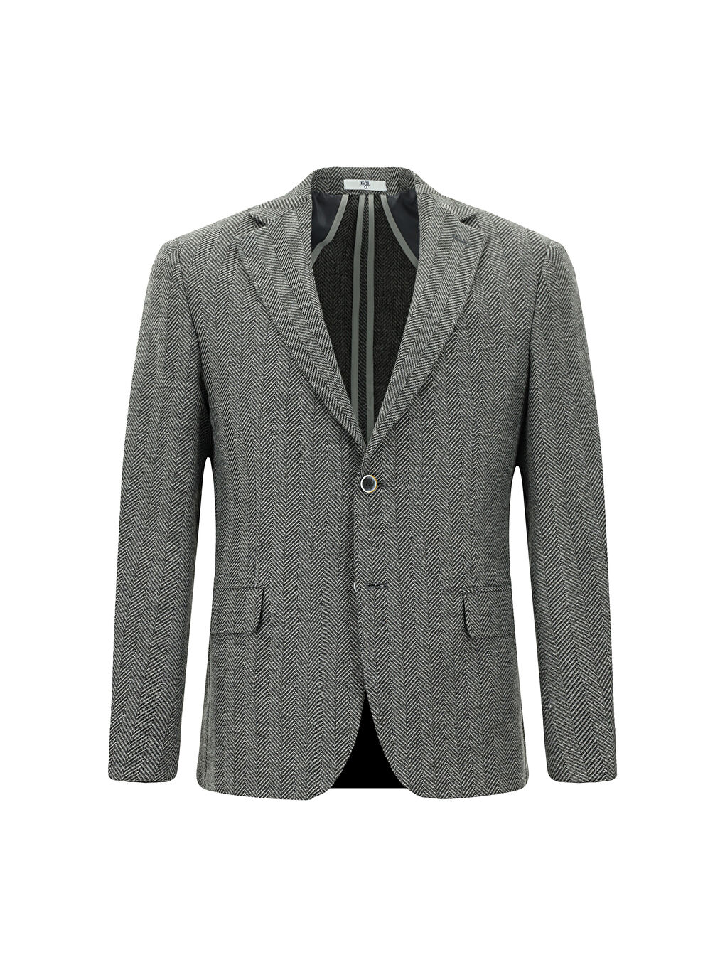 Gri Regular Fit Yünlü Desenli Ceket-6