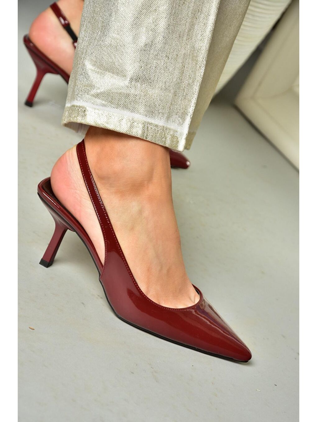 S8208601 Bordo Kadın Topuklu Ayakkabı-8