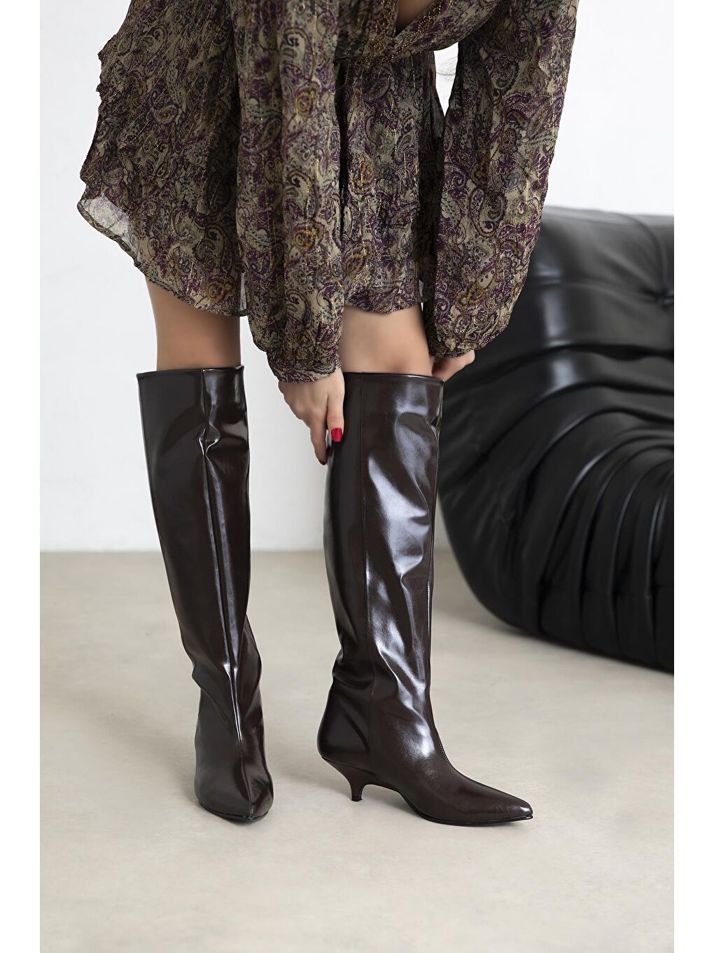 Kahverengi Alessi  Kadın Pino Ökçe Deri Çizme Kahve